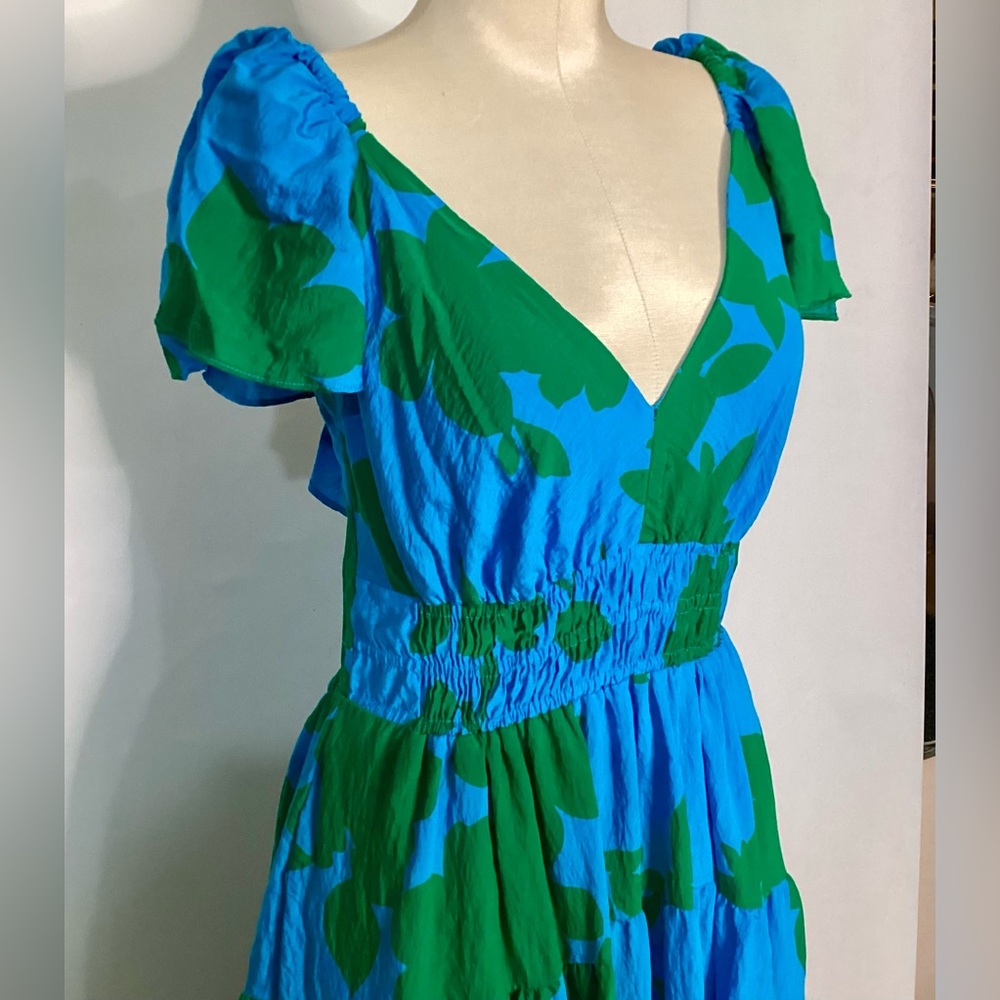 Anthropologie Blue & Green Maxi Dress Sz S - Picture 2 of 11